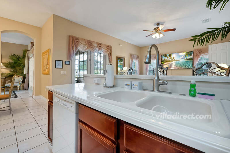 Kitchen outlook to family room
