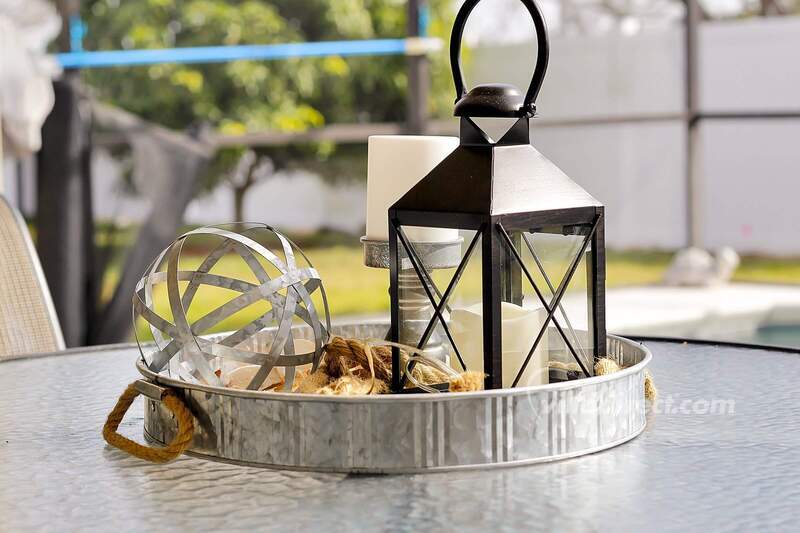 Lantern on the lanai table