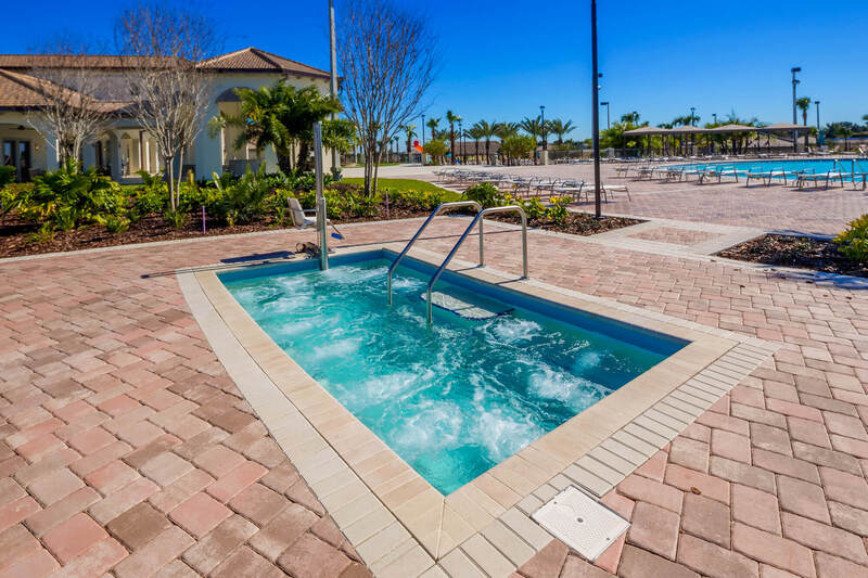 Pool area hot tub