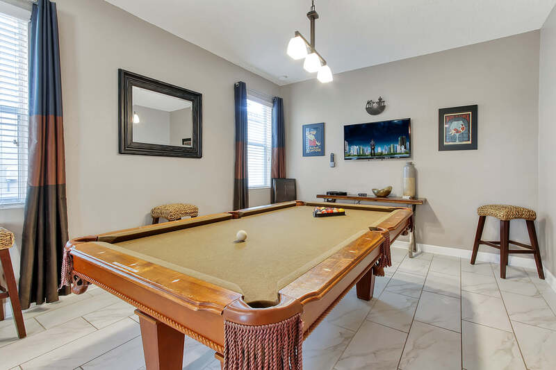 Den with pool table