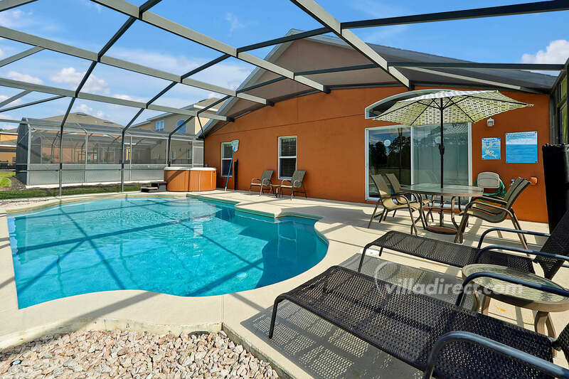 Sun drenched pool deck