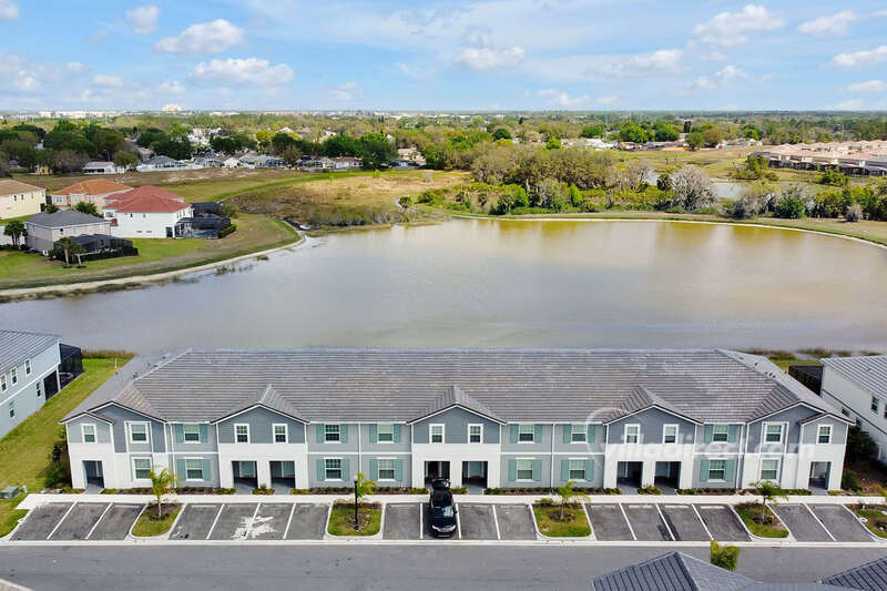 Townhomes and lake