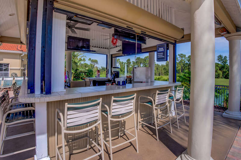Poolside tiki bar at clubhouse